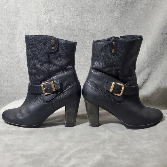 Clarks Indigo Buckle Black Leather Boots  10 M - Picture 4 of 12